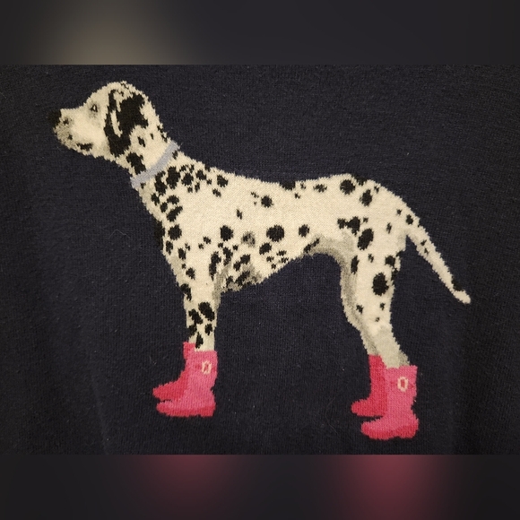 Joules Miranda Intarsia Crew Neck Navy Sweater with Dalmatian  Size US 8 - Picture 5 of 10